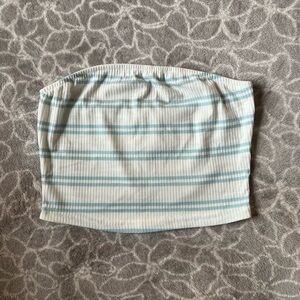 Blue and white striped tube top